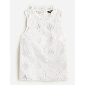 New J Crew Size XS Fleur top in eyelet white BR583 SU23
